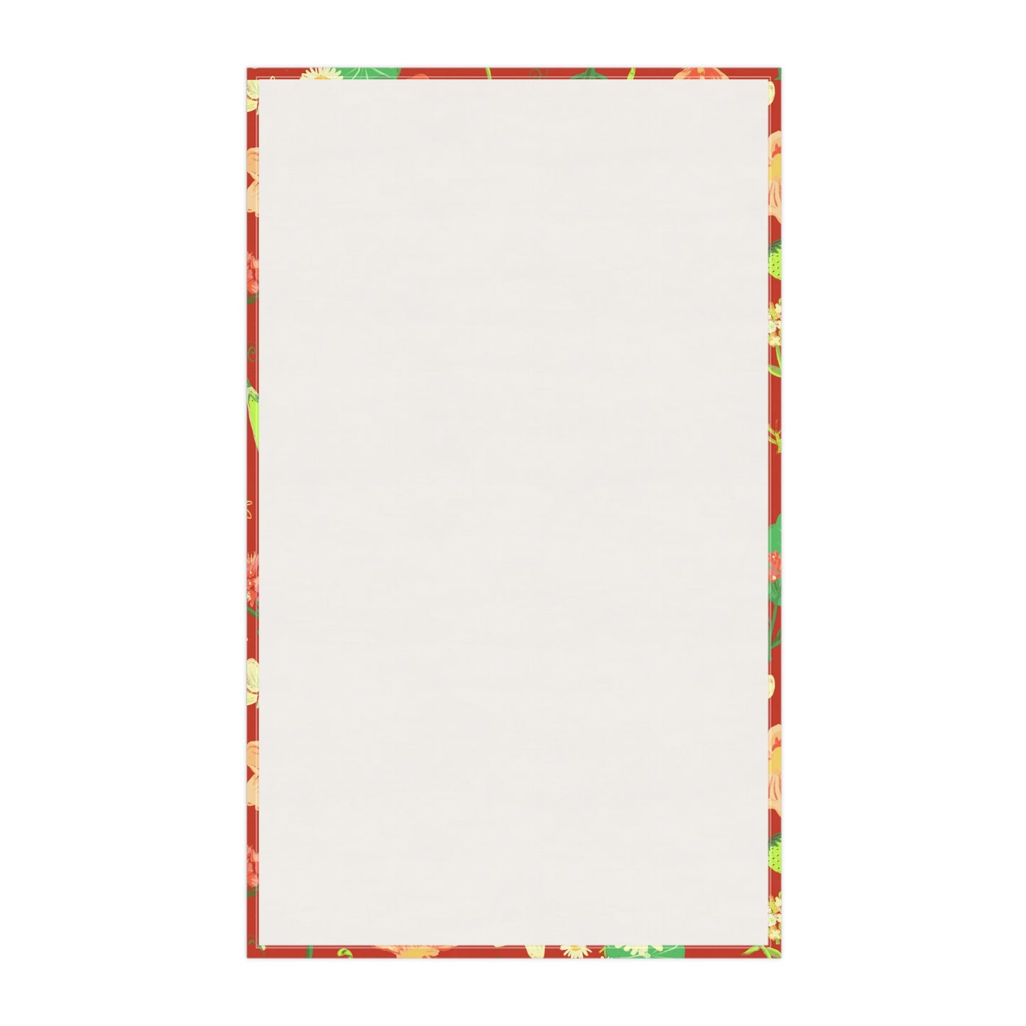 Nasturtium & Strawberry Floral Tea Towel — Bright Red Kitchen Towel