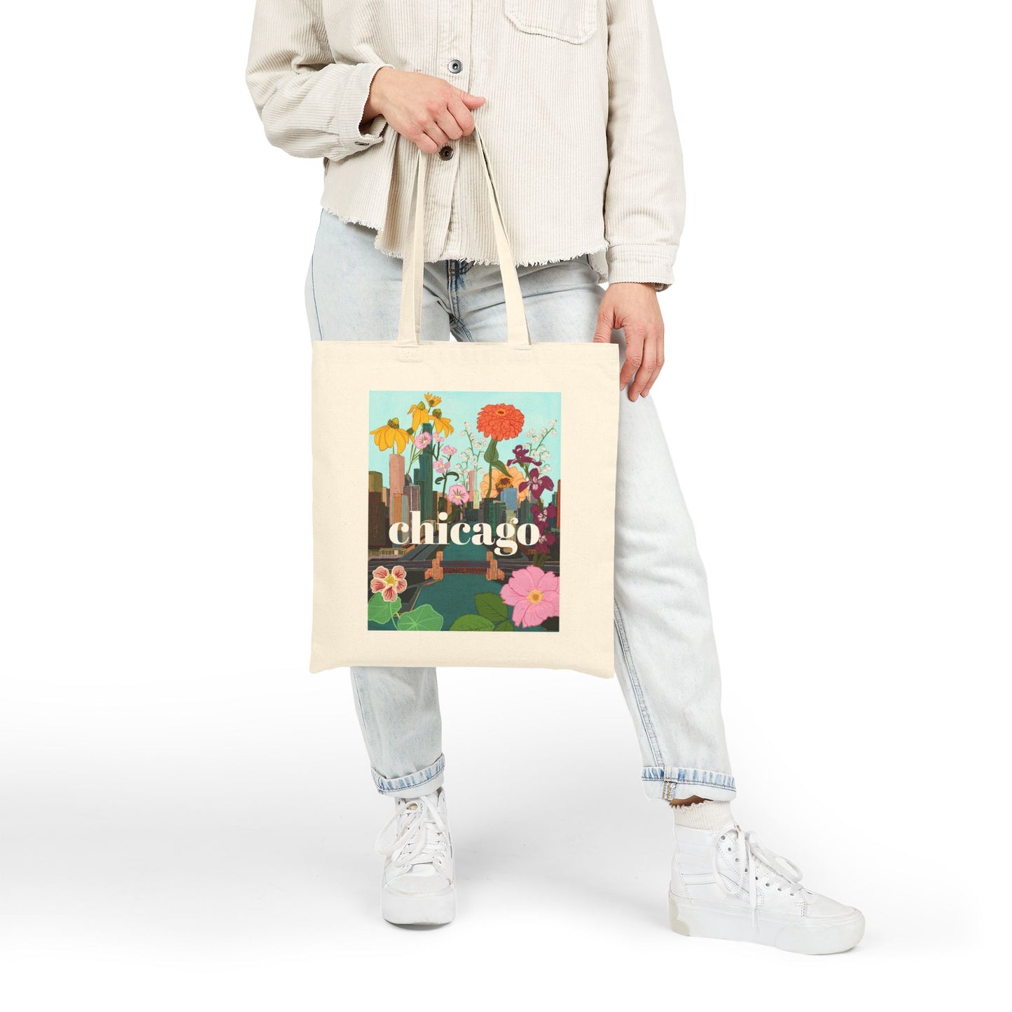 Chicago In Bloom | Cotton Canvas Tote Bag