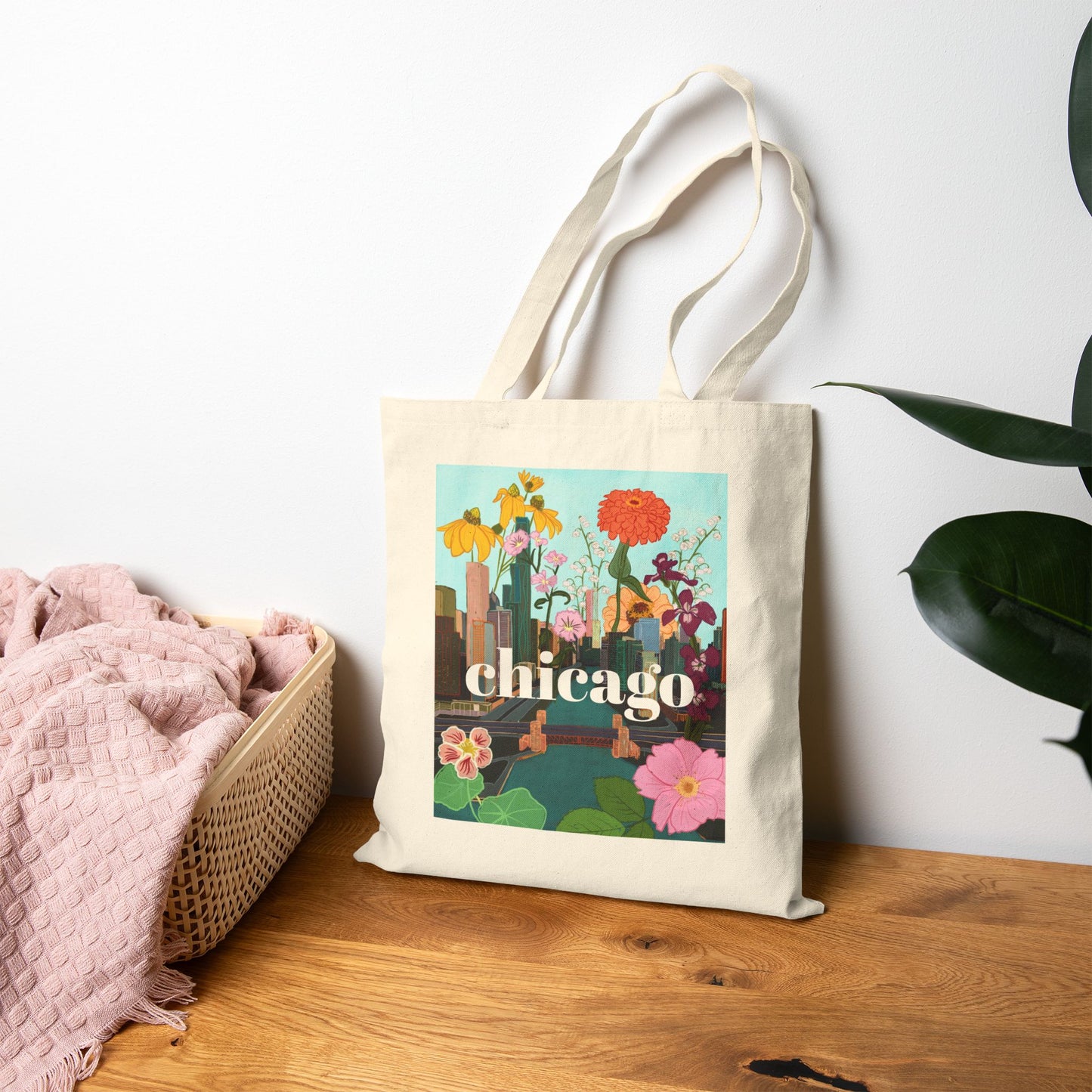 Chicago In Bloom | Cotton Canvas Tote Bag