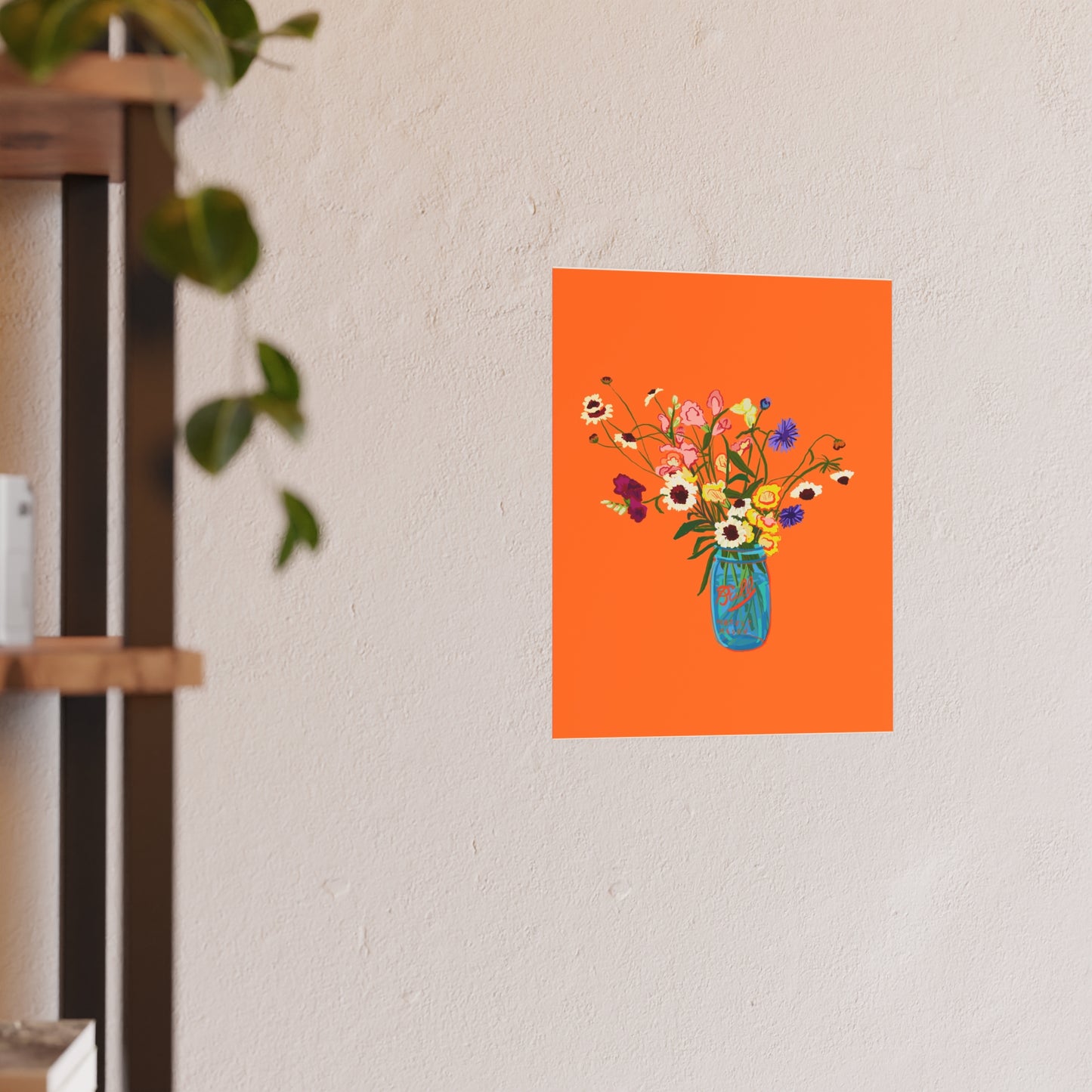 Wildflower Bouquet Poster — Bright Orange Floral Art Print