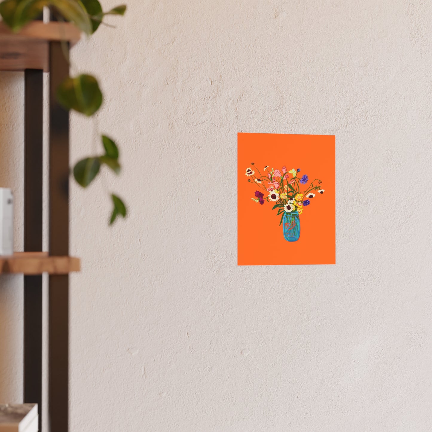 Wildflower Bouquet Poster — Bright Orange Floral Art Print
