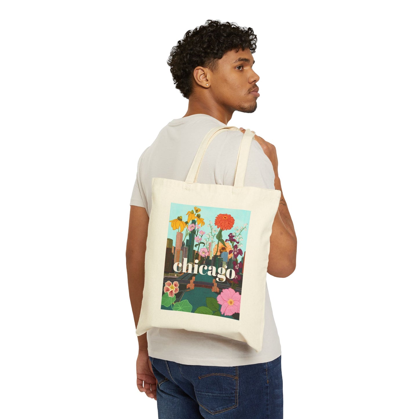 Chicago In Bloom | Cotton Canvas Tote Bag
