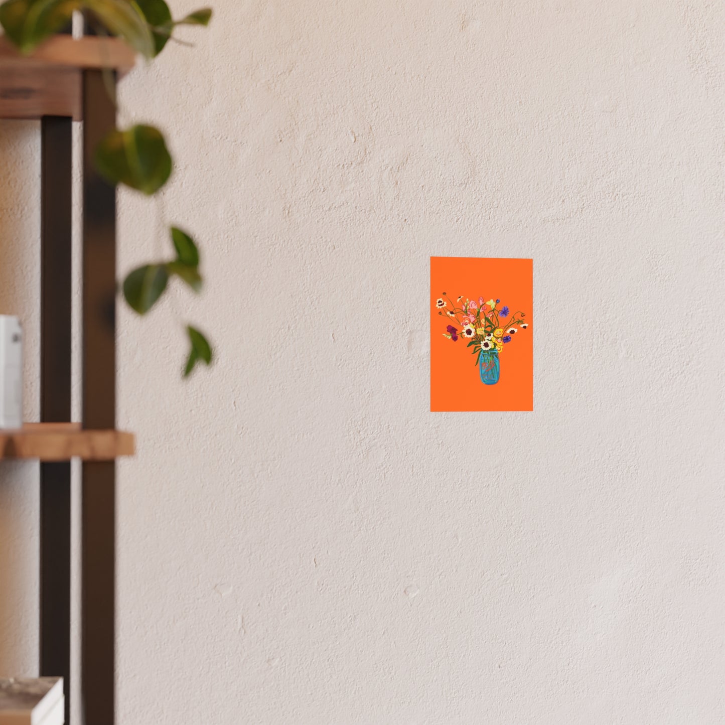 Wildflower Bouquet Poster — Bright Orange Floral Art Print